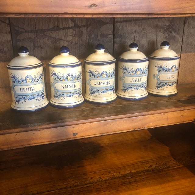 Italian Hand Painted Small Ceramic Canister Set of 5 Chairish