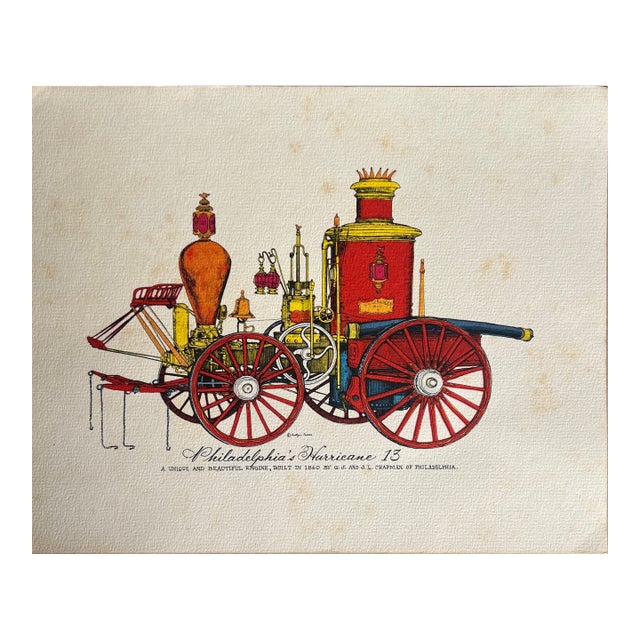 1950s Evelyn Cuero "Philadelphia's Hurricane 13" Fire Engine Reproduction Print For Sale