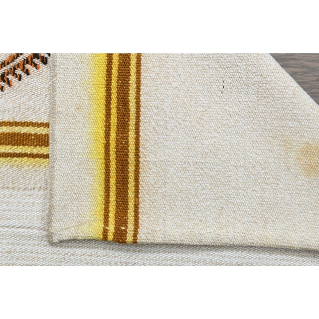 1970s Vintage Turkish Handmade Wool & Cotton White Runner Rug For Sale - Image 11 of 11