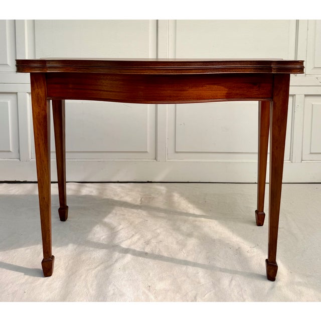 Vintage George III Style Mahogany Serpentine Fold-Over Console Game Table For Sale - Image 4 of 17