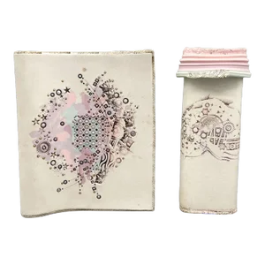 1980s Postmodern Ceramic Art and Vase by Ralph and Sandy Terry - Set of 2