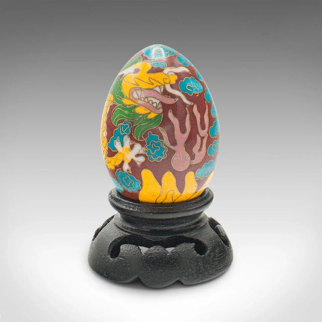 1970s Small Vintage Chinese Cloisonne Decorative Egg For Sale - Image 4 of 12