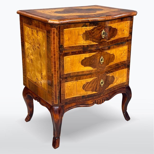 Baroque Antique Neo-Baroque Bedside Tables with Inlays, 1910s, Set of 2 For Sale - Image 3 of 9