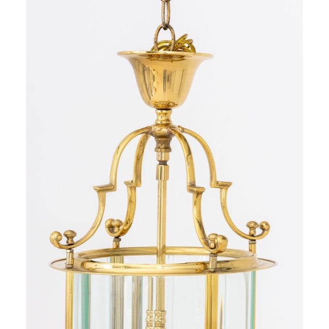 Contemporary Modern Brass and Glass Lantern Pendant Lamp For Sale - Image 3 of 6