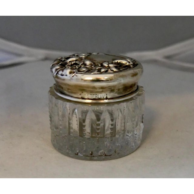 Early 20th Century Miniature Sterling & Crystal Vanity Jar For Sale - Image 9 of 10