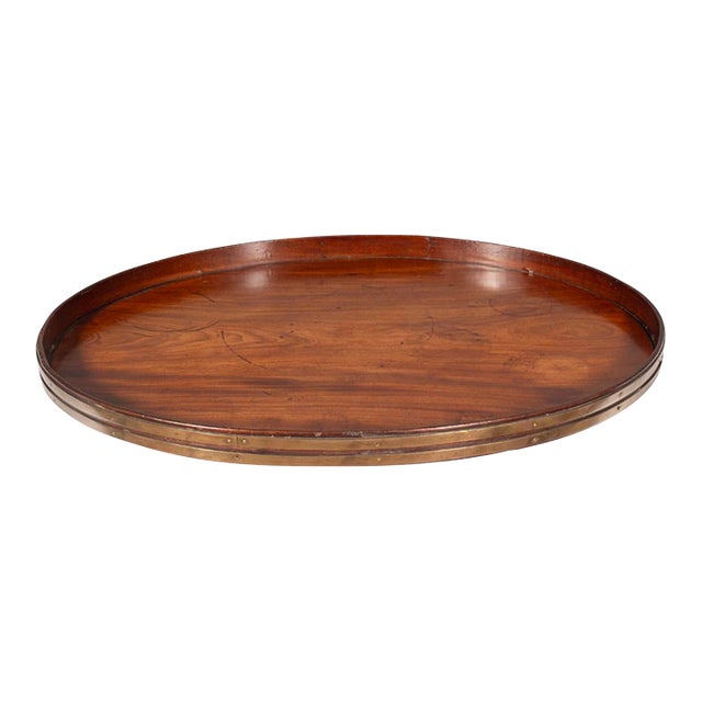 Regency Mahogany and Brass Bound Oval Tray For Sale