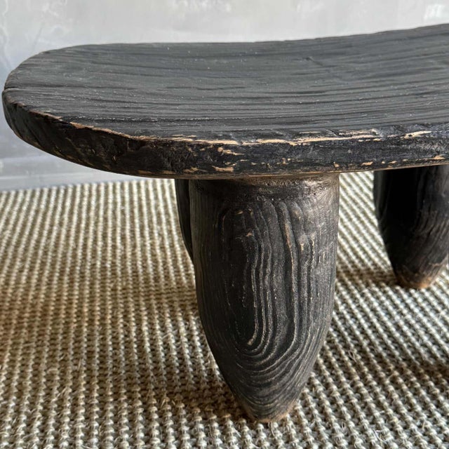 African Vintage Black Painted African Stool For Sale - Image 3 of 7