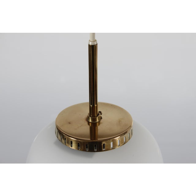 1960s Opaline Glass and Brass Pendant Lamp by Bent Karlby for Lyfa, 1960s, Set of 4 For Sale - Image 5 of 11