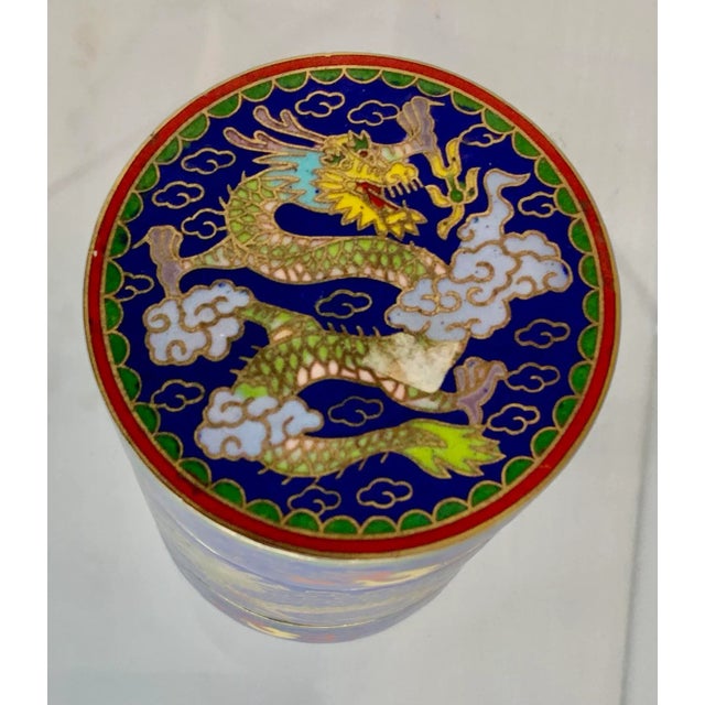 Chinese Vintage Chinese Cloisonné Jewelry Box With Dragons. For Sale - Image 3 of 10