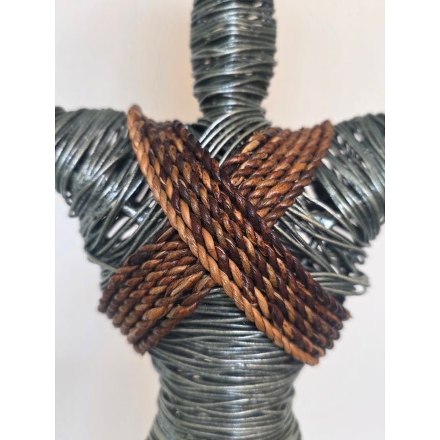 Wood Vintage Hand-Crafted 'Hercules' Wire Metal 32" Sculpture For Sale - Image 7 of 12