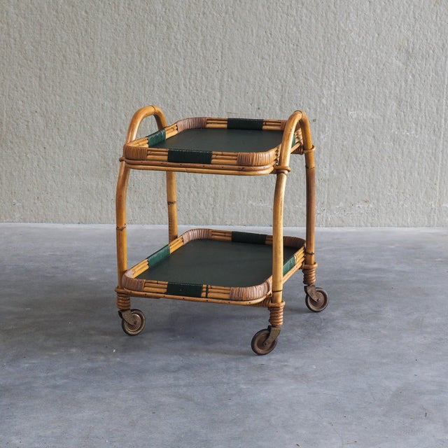 Vintage Bamboo Serving Trolley, 1950s For Sale - Image 13 of 18