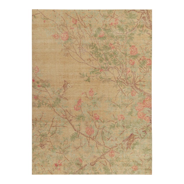 Rug & Kilim’s Arbor Rug in Gold and Coral, 10x14 For Sale