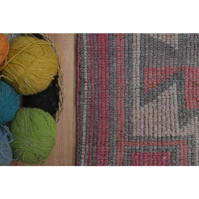 1970s Vintage Turkish Handmade Wool & Cotton Pink Runner Rug For Sale In San Francisco - Image 6 of 11