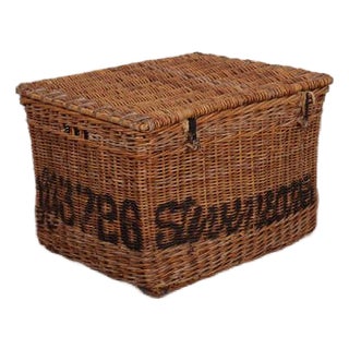 English Wicker Log Basket, 1890s For Sale