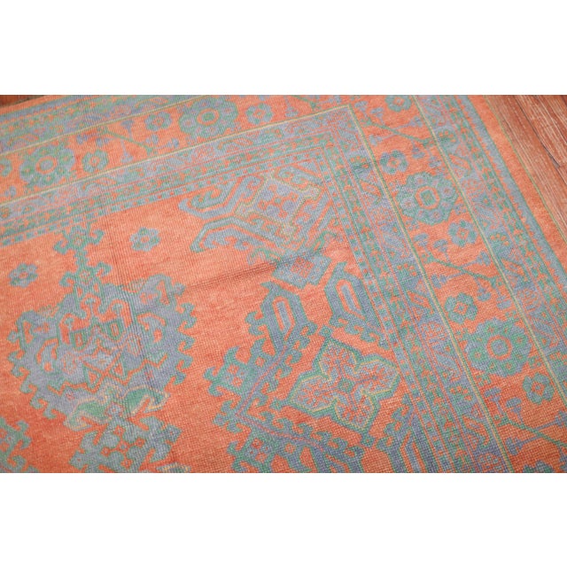 Contemporary Bright Coral Antique Oushak Rug For Sale - Image 3 of 18