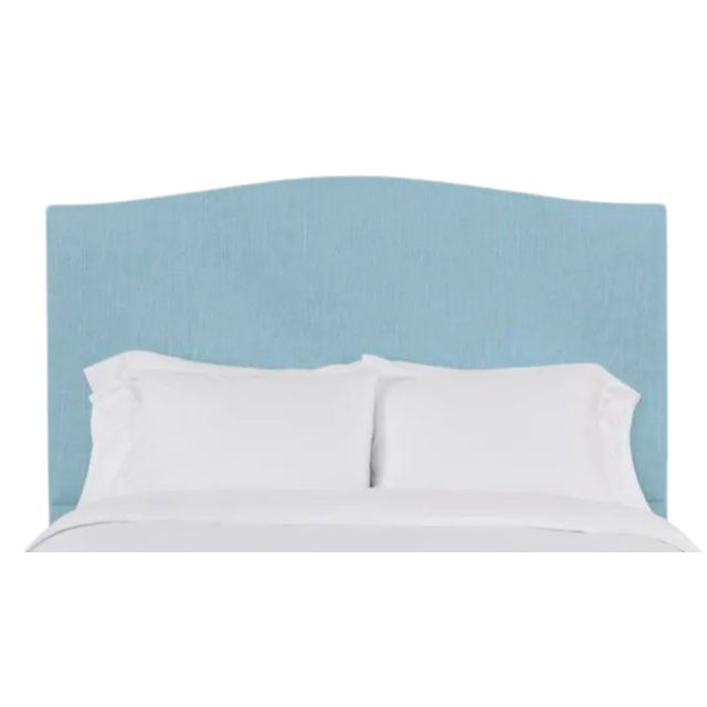 Hazel California King Headboard, Mosaic Blue Linen For Sale