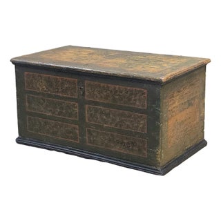 Antique European (German or Czechia) Pine Blanket Chest With Original Paint For Sale