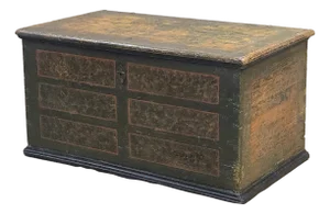 Antique European (German or Czechia) Pine Blanket Chest With Original Paint