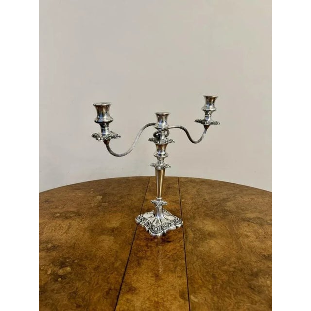 Antique Victorian Ornate Silver Plated Candleholders, 1880, Set of 3 For Sale - Image 7 of 8