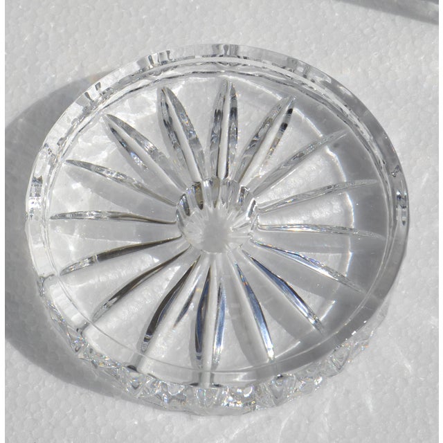 1950s Victorian Brilliant Cut Glass Hurricance Candle Holder Star Base Underplate For Sale - Image 9 of 14