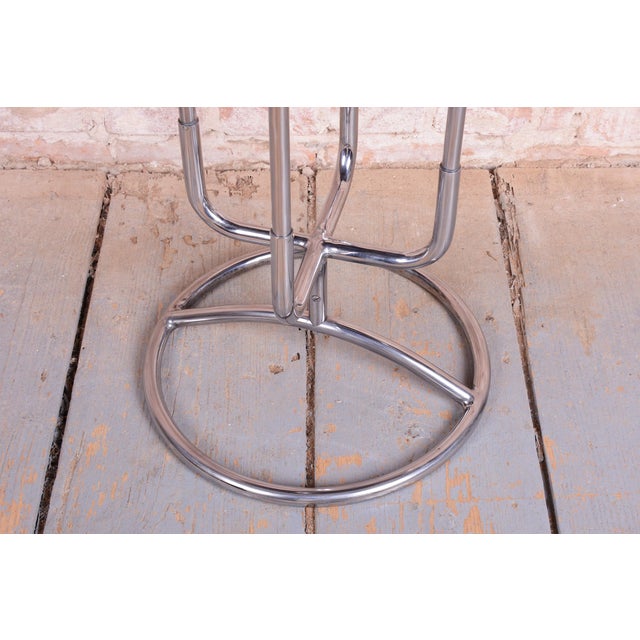 Bauhaus Side Table in Chrome, Steel, and Lacquered Wood, Czech, 1930s For Sale - Image 4 of 8