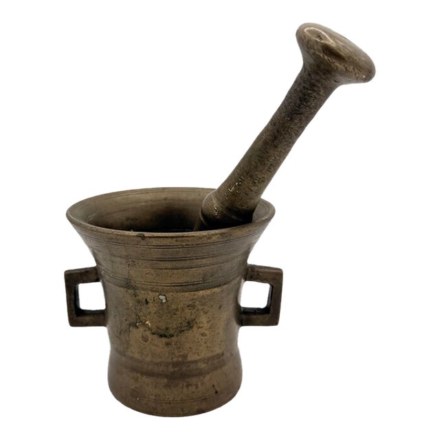 19th-Century Austrian or German Brass Apothecary Mortar and Pestle For Sale