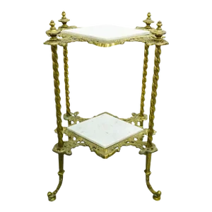 Vintage Brass & Marble Two Tier Side Table