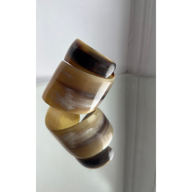 Brown 1970s Chunky Horn Cuff Bracelet, Sculptural Open-Ended Design For Sale - Image 8 of 12