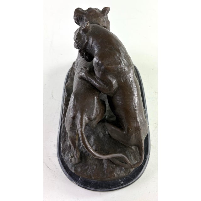 Late 19th Century Grand Tour French Bronze Sculpture of Lions For Sale - Image 4 of 11