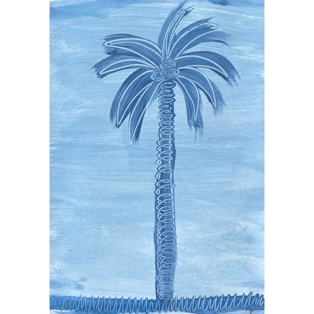 Abstract original palm tree painting unframed on watercolor paper measuring 9 inches x 12 inches. By Charleston based...