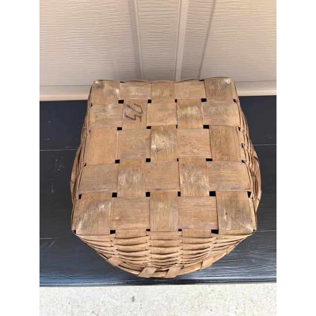 Antique American Splint Oak Round Basket, Late 19th Century For Sale - Image 12 of 12