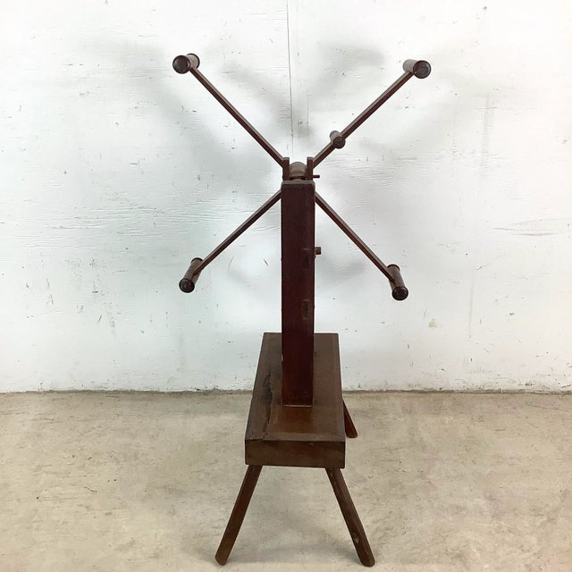 Vintage Wooden Yarn Winder With Handcrafted Detail For Sale - Image 4 of 12