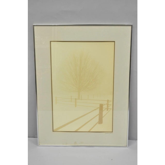 Vintage David Lorenz Winston Solitude Tree Fence Winter Landscape Signed Print For Sale - Image 14 of 14