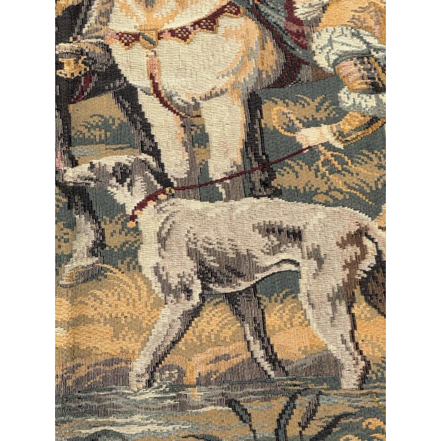 Vintage French Aubusson Style Jacquard Hunting with Hounds Tapestry, 1970s For Sale - Image 6 of 18