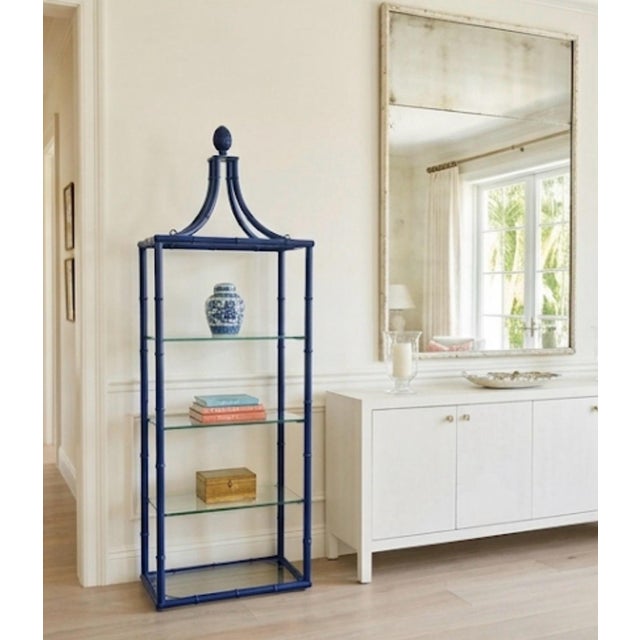 Blue Palm Beach Regency Cobalt Blue Faux Bamboo Pagoda Etagere For Sale - Image 8 of 12