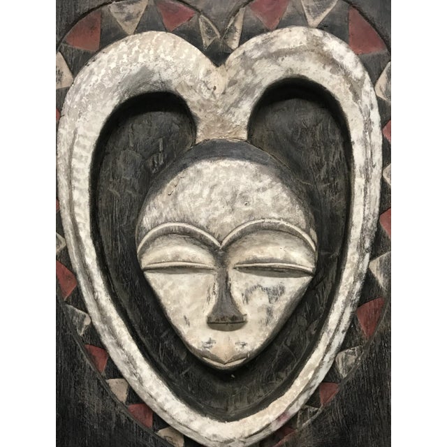 1980s African Tribal Art Carved Wood Window From Kwele Gabon For Sale - Image 5 of 6