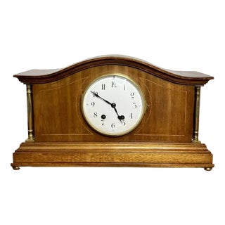Edwardian Walnut Mantle Clock, 1900s For Sale