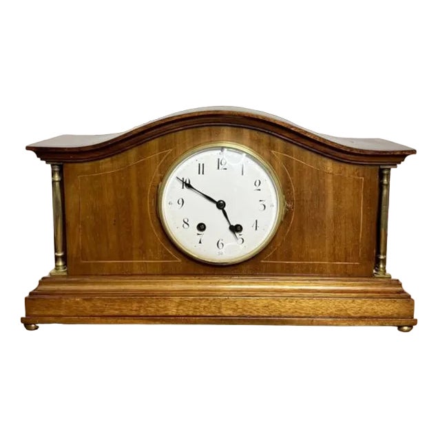 Edwardian Walnut Mantle Clock, 1900s For Sale