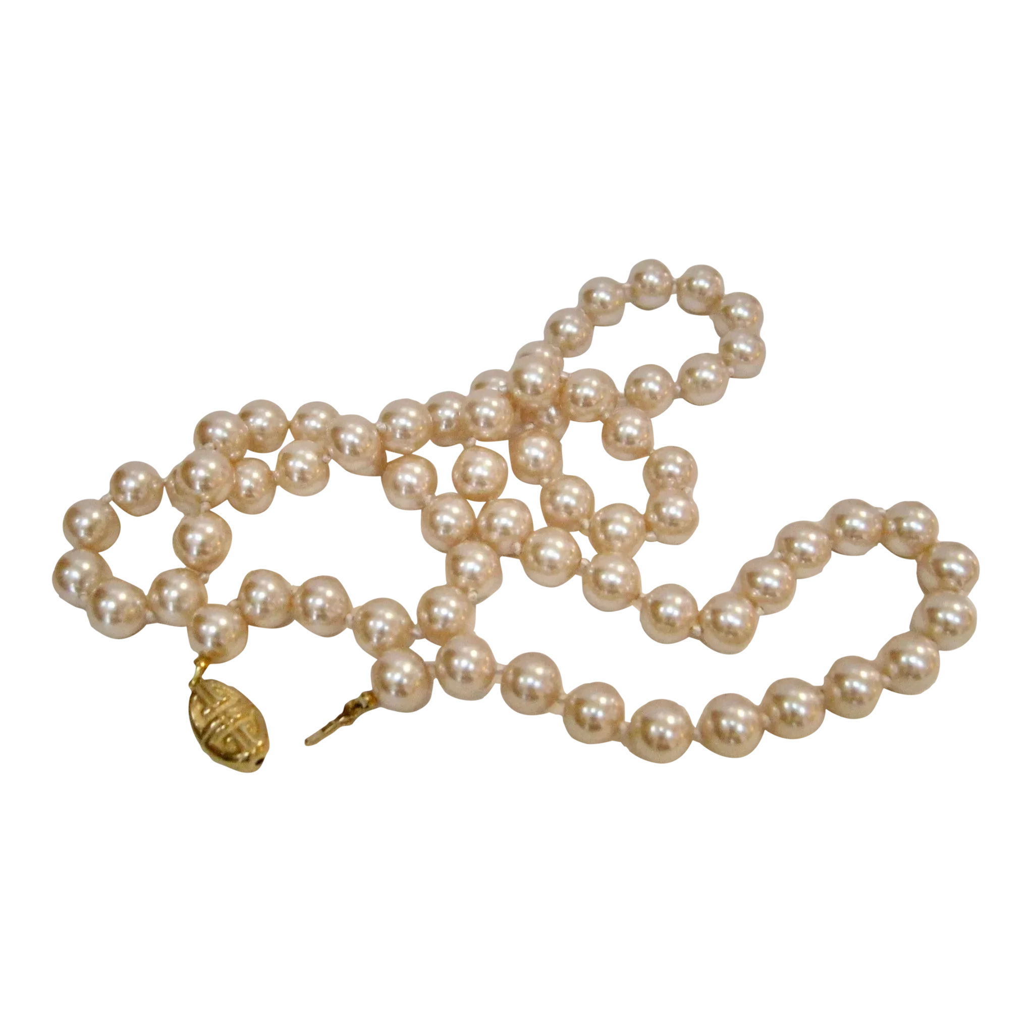 Givenchy Vintage Glass Pearl Champagne Hand Knotted 