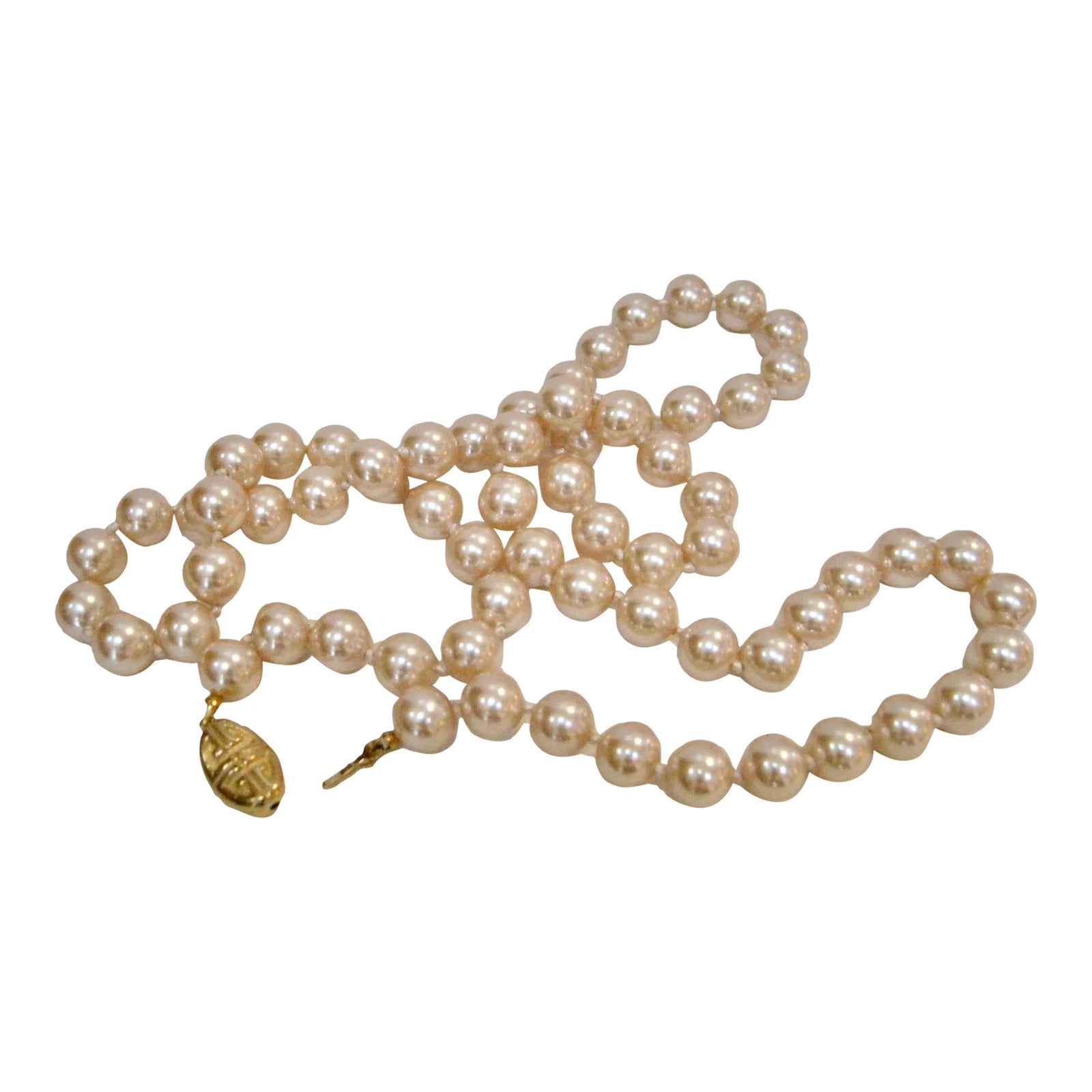 Givenchy Vintage Glass Pearl Champagne Hand Knotted 