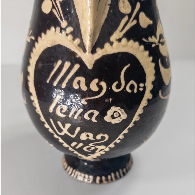 Ceramic 19th Century European or American Folk Art Slip Decorated Pitcher Jug For Sale - Image 7 of 12