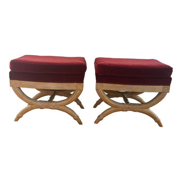 Pair of Velvet Ottomans by Francesco Molon For Sale