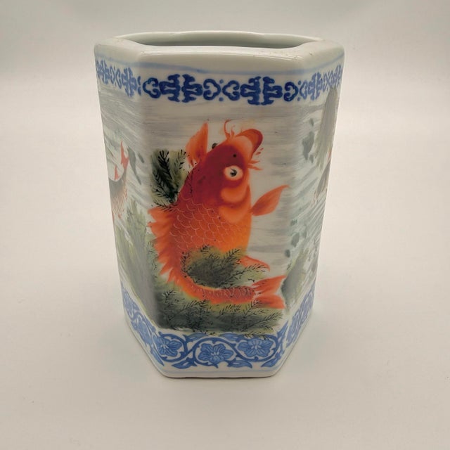 Antique Porcelain Chinese Brush Pot For Sale - Image 9 of 9