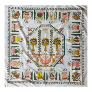 Hermès Cotton Scarf “Huile Rafraîchissante À L’usage” 1983