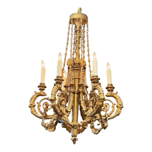Fine 19th C. French Louis XVI Gilt Bronze Chandelier