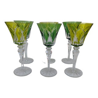 Large Camargue Model Crystal Glasses from Saint Louis, 1940s, Set of 6 For Sale