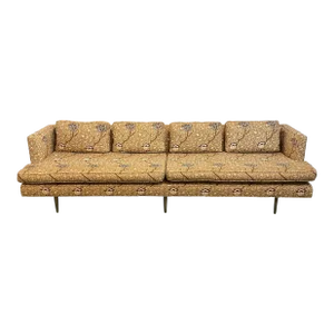 Mid Century Modern Edward Wormley for Dunbar Sofa Recovered in William Morris Fabric Brass Legs