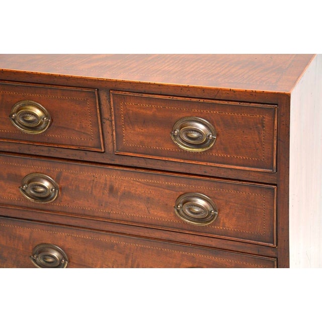 Brown Antique Georgian Inlaid Chest of Drawers, 1920s For Sale - Image 8 of 10