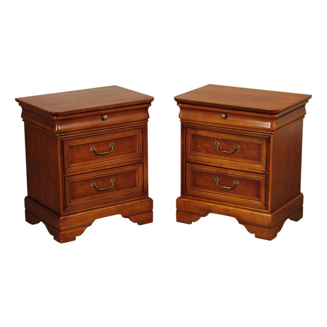 Lexington 'Chez Michelle' Pair Of Cherry Louis Philippe Style Three-Drawer Nightstands For Sale