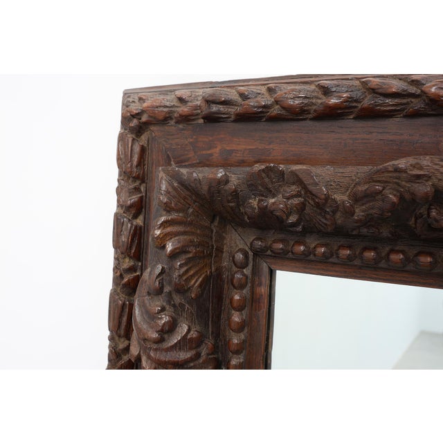 Large Antique French Carved Oak Mirror, 19th Century For Sale - Image 10 of 12